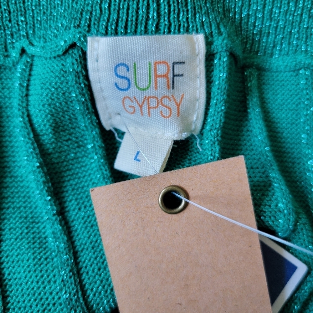 Surf GypsyWomen's Green Metallic Rib Maxi Skirt. - Picture 7 of 9